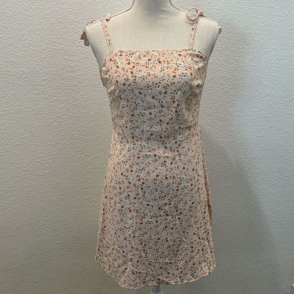 Pink floral mini dress